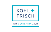 Kohl + Frisch logo with a teal-bordered design and text “1916 Centennial 2016.” 