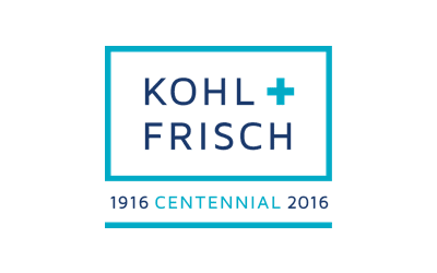 Kohl + Frisch logo with a teal-bordered design and text “1916 Centennial 2016."