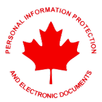 Red maple leaf emblem with circular text reading “Personal Information Protection and Electronic Documents.” 