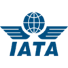 International Air Transport Association (IATA) logo featuring a globe with wings above the acronym “IATA.” 