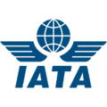 International Air Transport Association (IATA) logo featuring a globe with wings above the acronym “IATA.” 